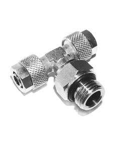 Raccord à coiffe droit cylindrique TE piquage mâle au centre orientable joint OR - RC307-dz