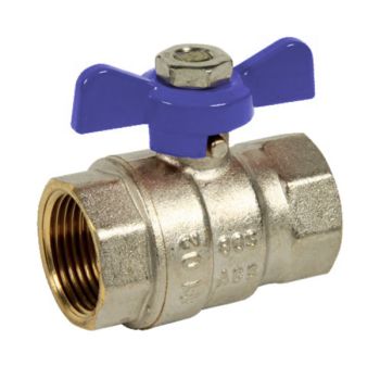 Robinet à tournant sphérique 2 pièces, laiton, F/F BSP, manette papillon-Raccordement : BSPP-3/4''-Manette papillon bleue