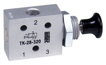 Distributeur pneumatique manuel à tirette, fonctionnement par tiroir 3/2 ou 5/2 raccordement G1/8